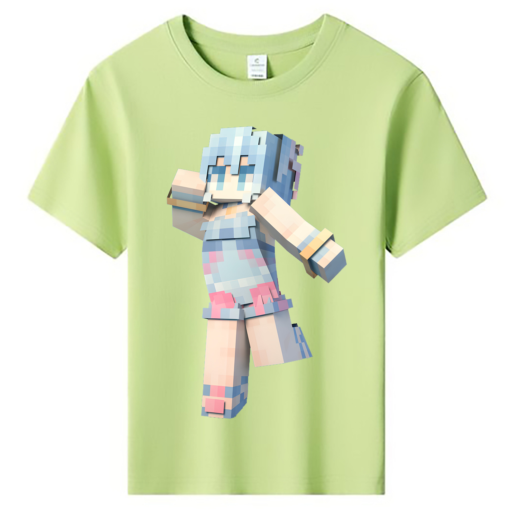 （画像用） マインクラフト ブロックの世界 Minecraft MC Block world 綿100％キッズTシャツ（フロントプリント）
